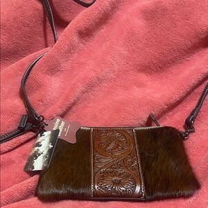 Montana West – Brown Leather & Cowhide cross over Bag